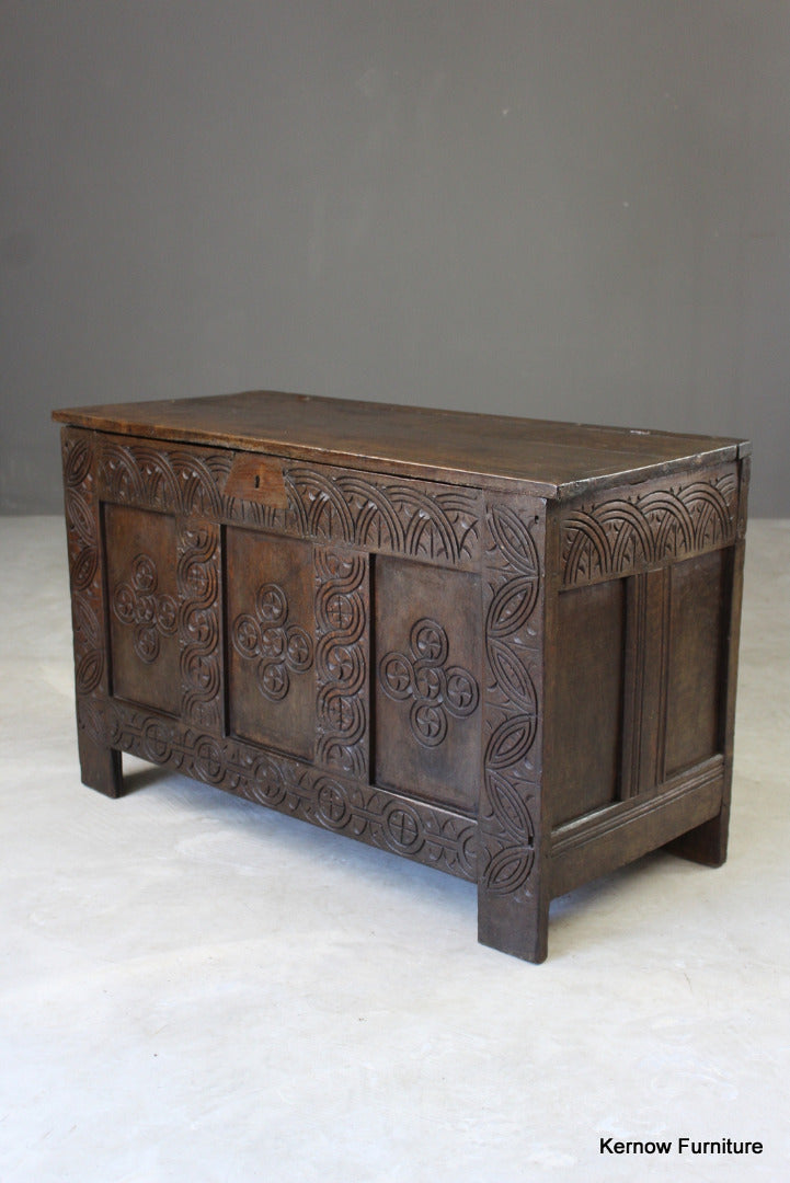 Antique Small Elm & Oak Coffer - Kernow Furniture