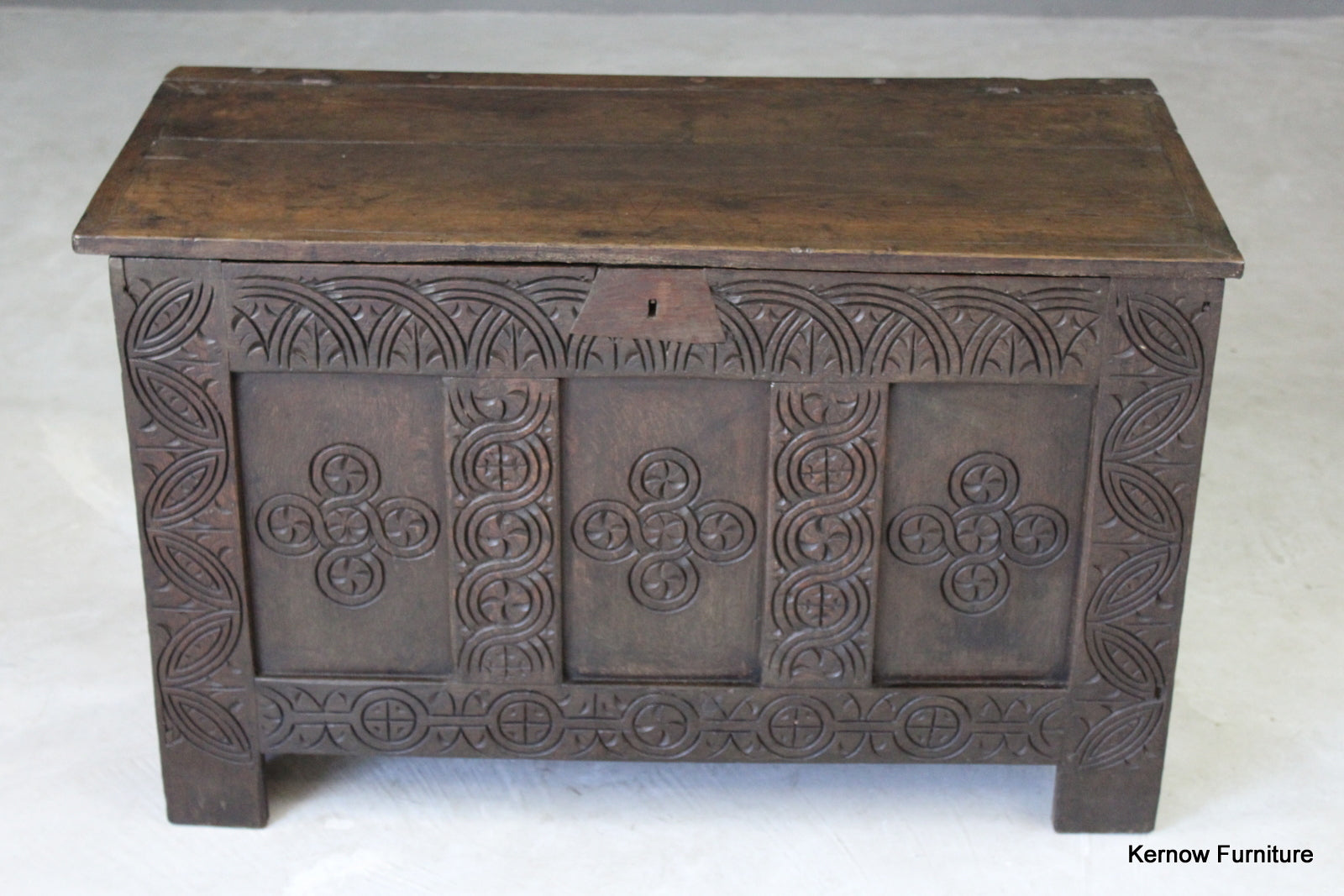 Antique Small Elm & Oak Coffer - Kernow Furniture