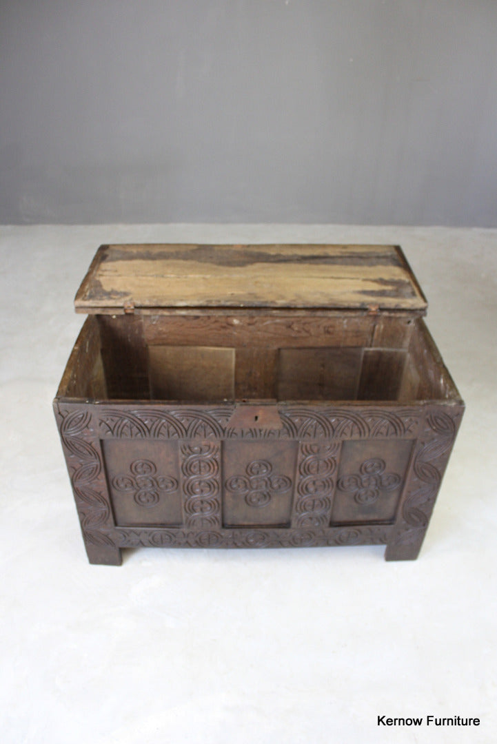 Antique Small Elm & Oak Coffer - Kernow Furniture