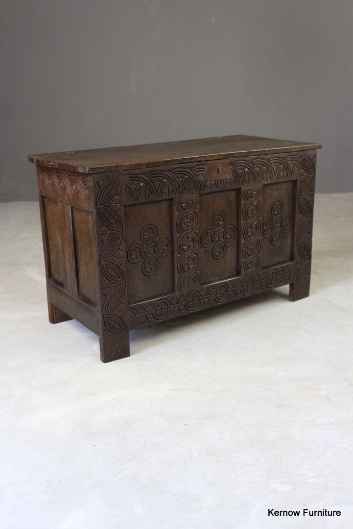 Antique Small Elm & Oak Coffer - Kernow Furniture