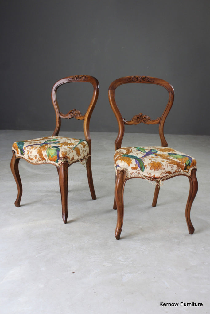 Pair French Balloon Back Dining Chairs - Kernow Furniture