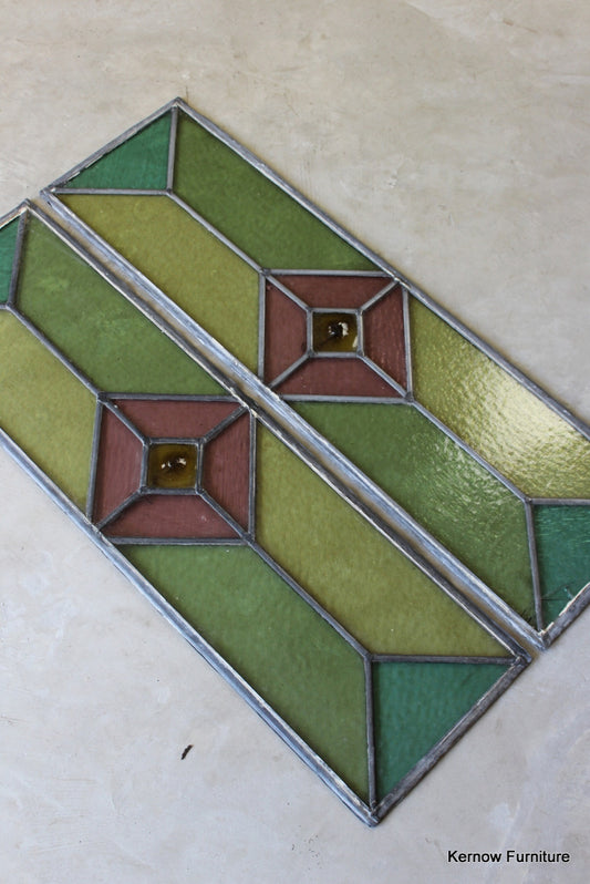 Pair Large Stained Glass Panes - Kernow Furniture