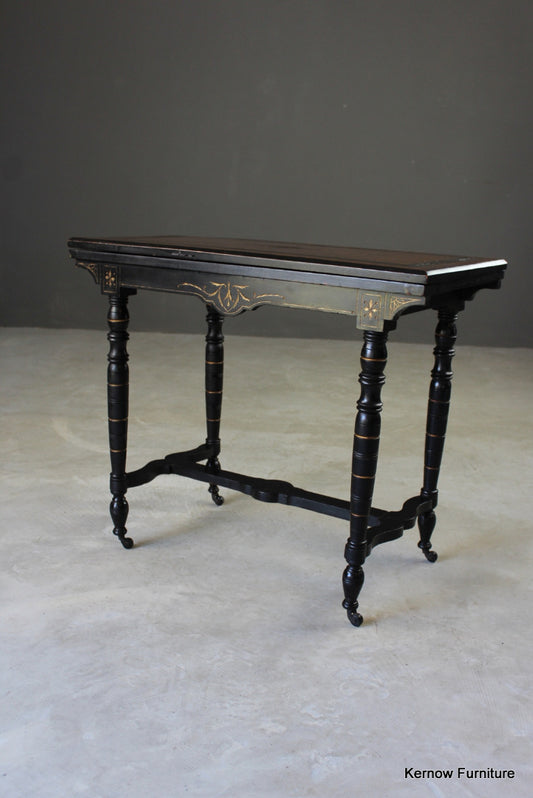 Victorian Ebonised Aesthetic Card Table - Kernow Furniture