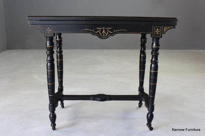 Victorian Ebonised Aesthetic Card Table - Kernow Furniture