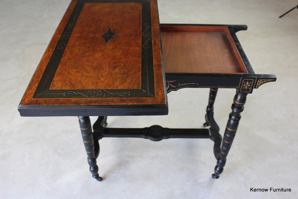 Victorian Ebonised Aesthetic Card Table - Kernow Furniture