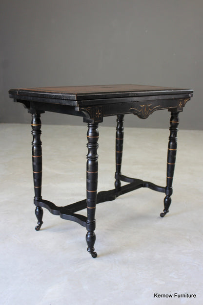 Victorian Ebonised Aesthetic Card Table - Kernow Furniture