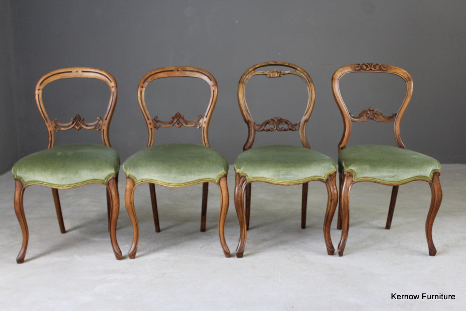 4 Antique Balloon Back Dining Chairs - Kernow Furniture