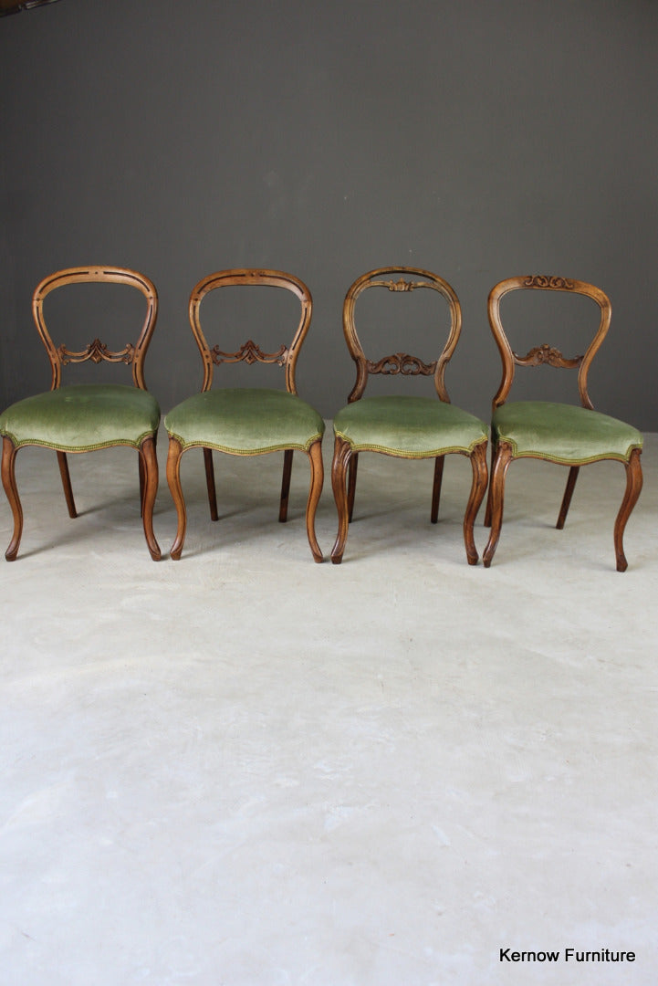 4 Antique Balloon Back Dining Chairs - Kernow Furniture