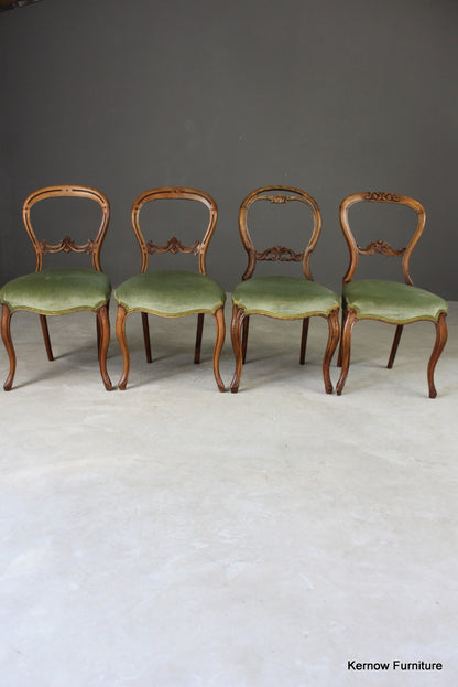 4 Antique Balloon Back Dining Chairs - Kernow Furniture