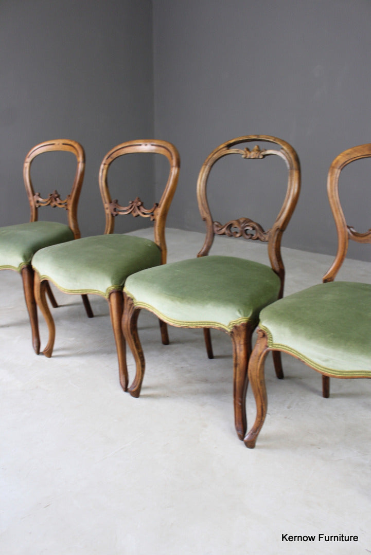 4 Antique Balloon Back Dining Chairs - Kernow Furniture