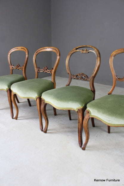 4 Antique Balloon Back Dining Chairs - Kernow Furniture