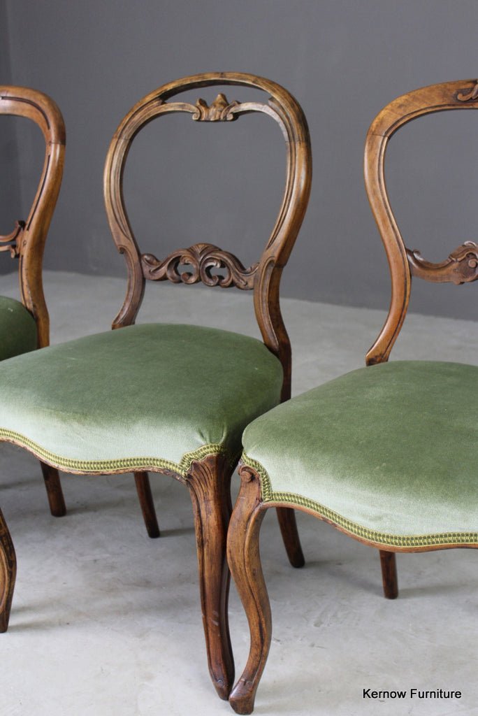 4 Antique Balloon Back Dining Chairs - Kernow Furniture