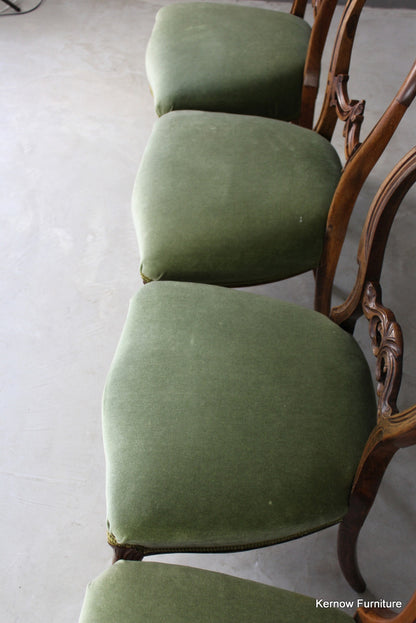 4 Antique Balloon Back Dining Chairs - Kernow Furniture