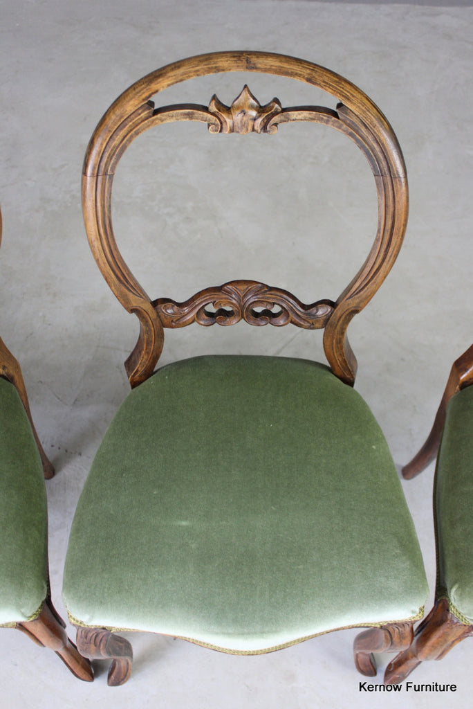 4 Antique Balloon Back Dining Chairs - Kernow Furniture