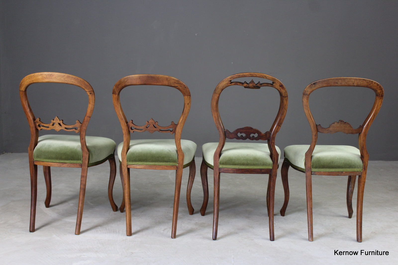 4 Antique Balloon Back Dining Chairs - Kernow Furniture