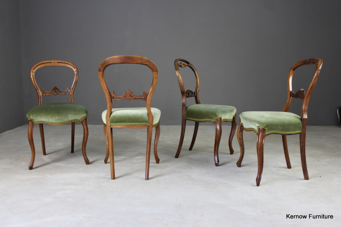 4 Antique Balloon Back Dining Chairs - Kernow Furniture