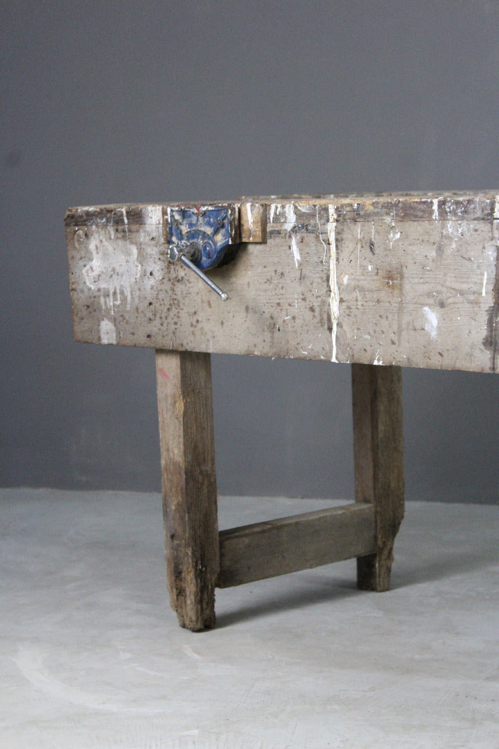 Large Rustic Pine Work Bench - Kernow Furniture