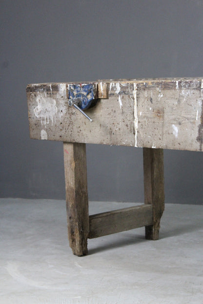 Large Rustic Pine Work Bench - Kernow Furniture