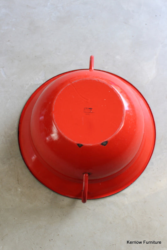 Large Red & Grey Enamel Pan - Kernow Furniture