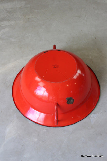 Large Red & Grey Enamel Pan - Kernow Furniture