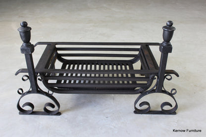 Large Antique Style Cast Iron Fire Grate - Kernow Furniture