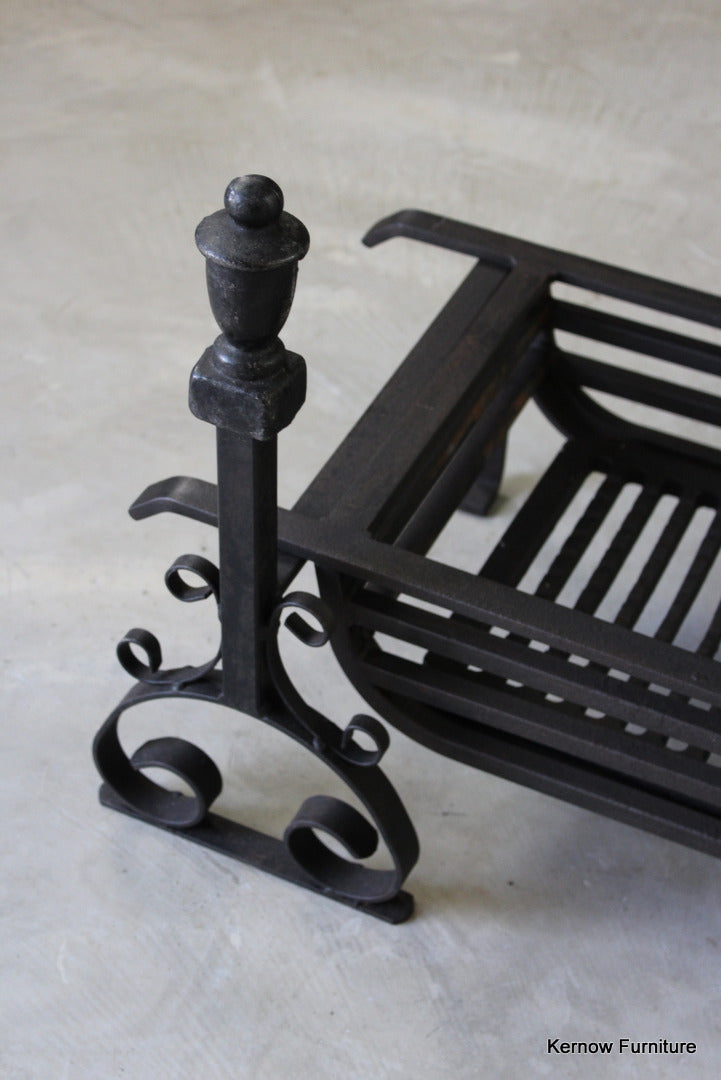 Large Antique Style Cast Iron Fire Grate - Kernow Furniture