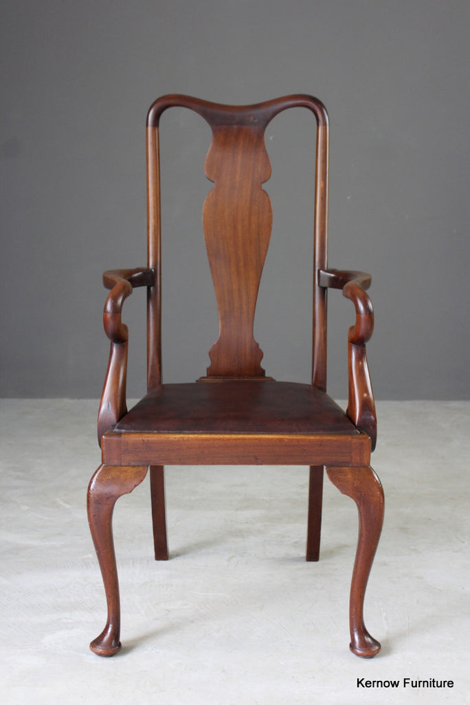 Mahogany Queen Anne Style Carver Chair - Kernow Furniture