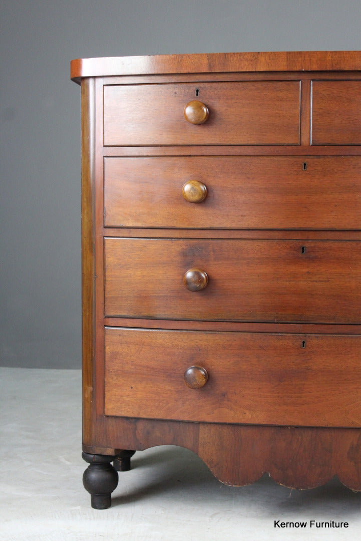 Antique Bow Front Chest of Drawers - Kernow Furniture