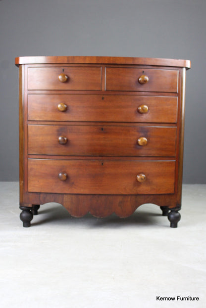 Antique Bow Front Chest of Drawers - Kernow Furniture