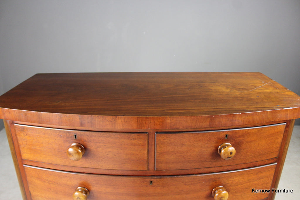 Antique Bow Front Chest of Drawers - Kernow Furniture