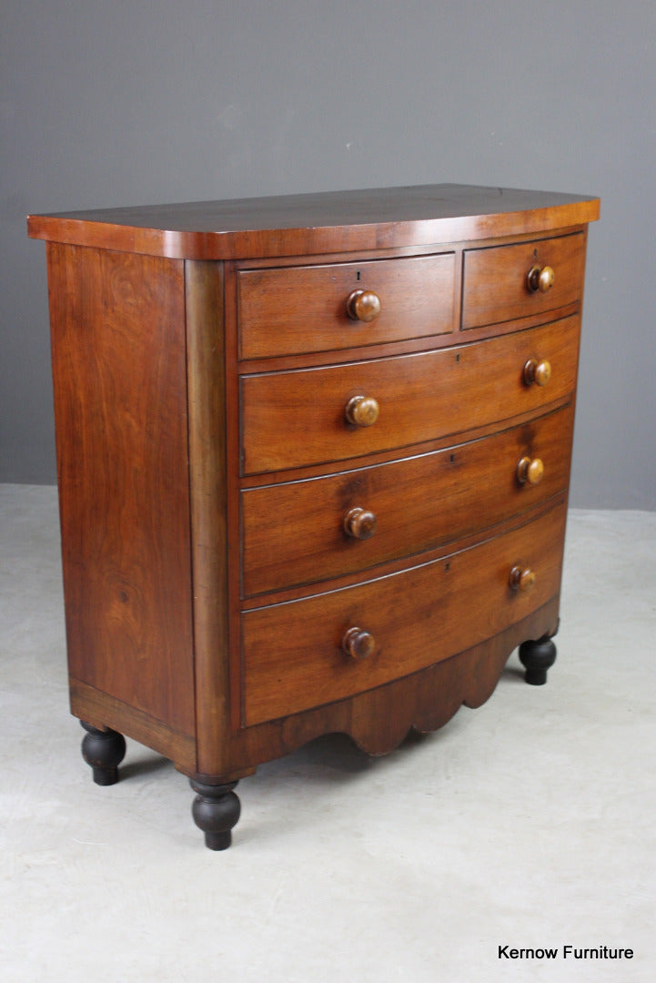 Antique Bow Front Chest of Drawers - Kernow Furniture