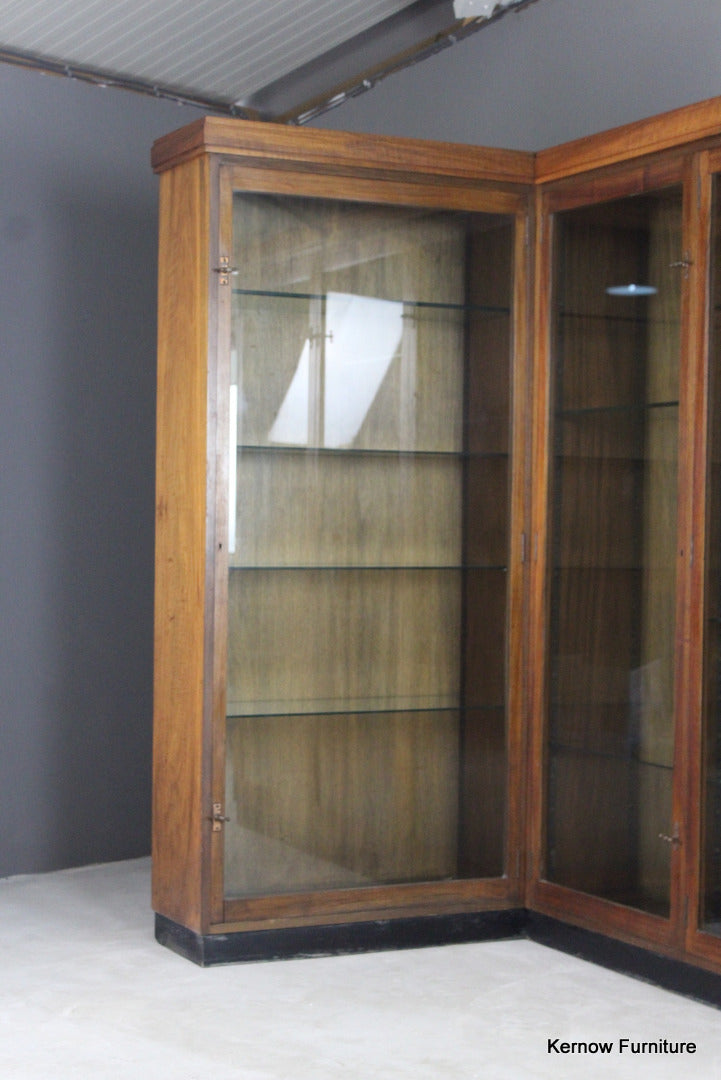 Large Walnut Glazed Display Cabinet - Kernow Furniture