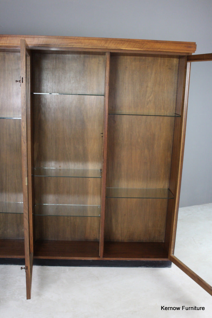 Large Walnut Glazed Display Cabinet - Kernow Furniture