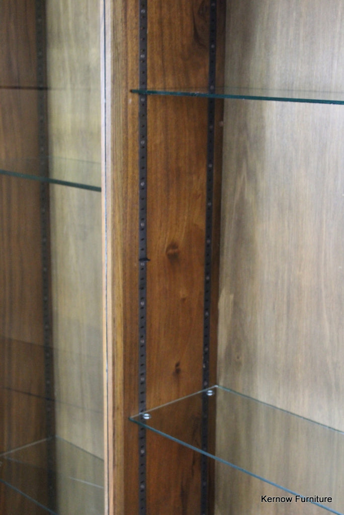 Large Walnut Glazed Display Cabinet - Kernow Furniture