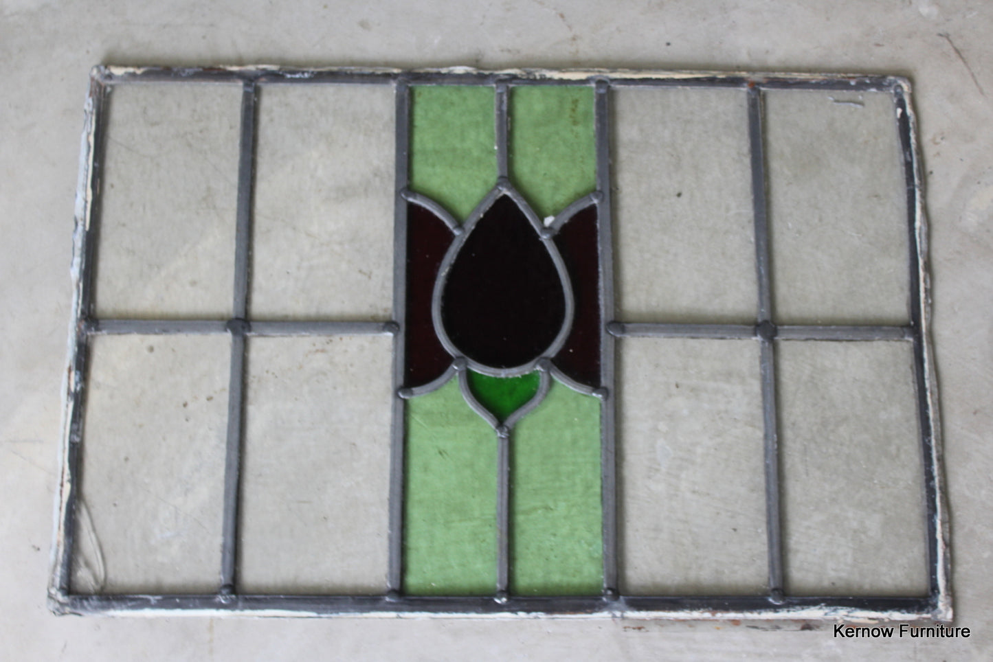 Floral Lead Glass Window Pane - Kernow Furniture