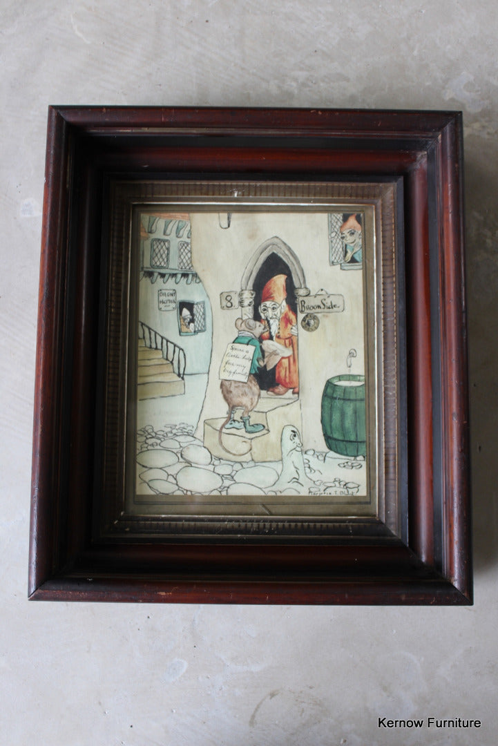 Vintage Painting in Deep Wooden Frame - Kernow Furniture