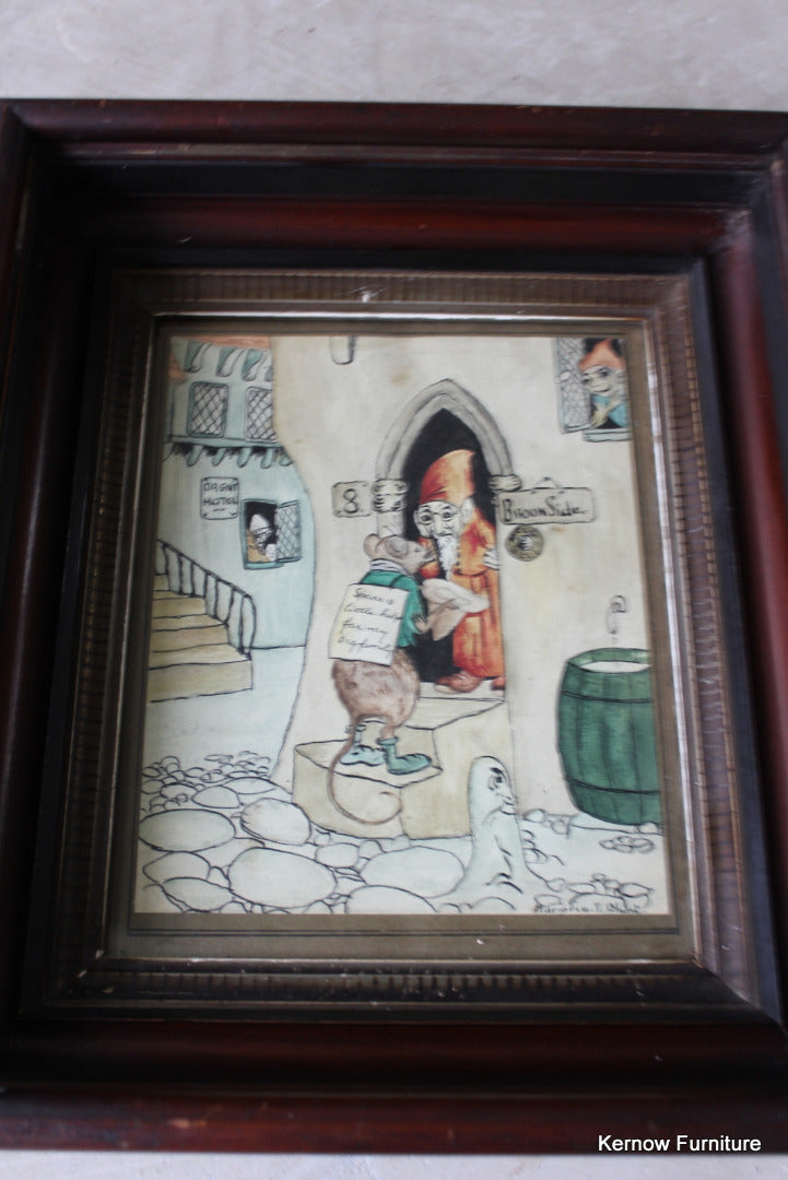 Vintage Painting in Deep Wooden Frame - Kernow Furniture