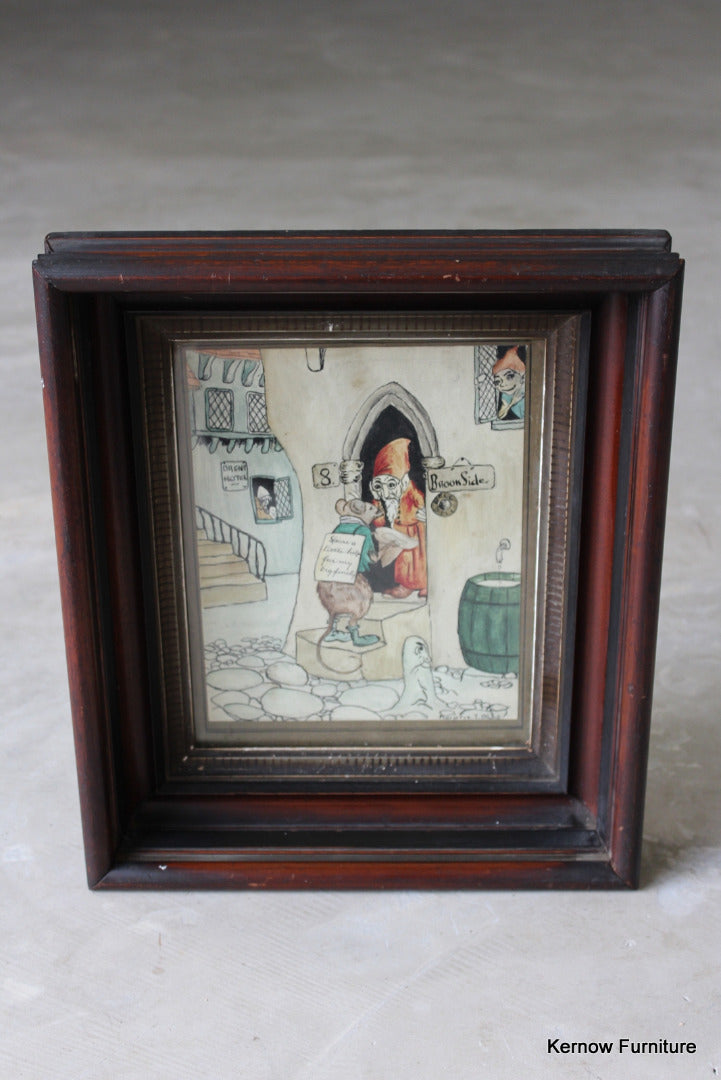 Vintage Painting in Deep Wooden Frame - Kernow Furniture