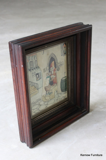 Vintage Painting in Deep Wooden Frame - Kernow Furniture