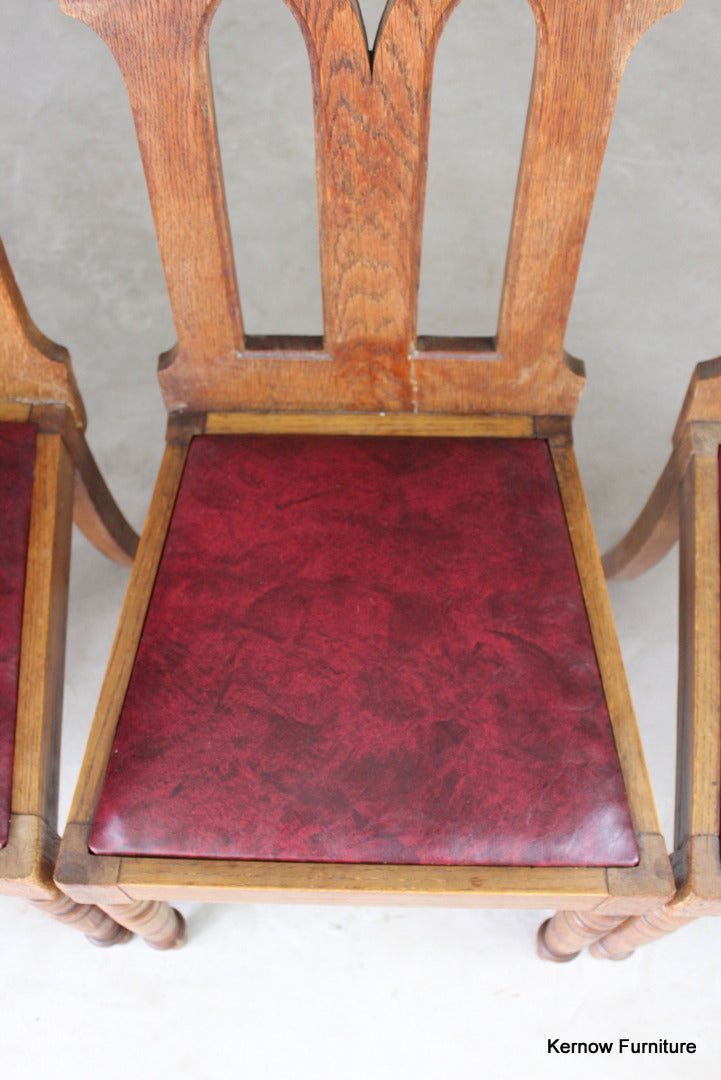 4 Oak Gothic Revival Dining Chairs - Kernow Furniture