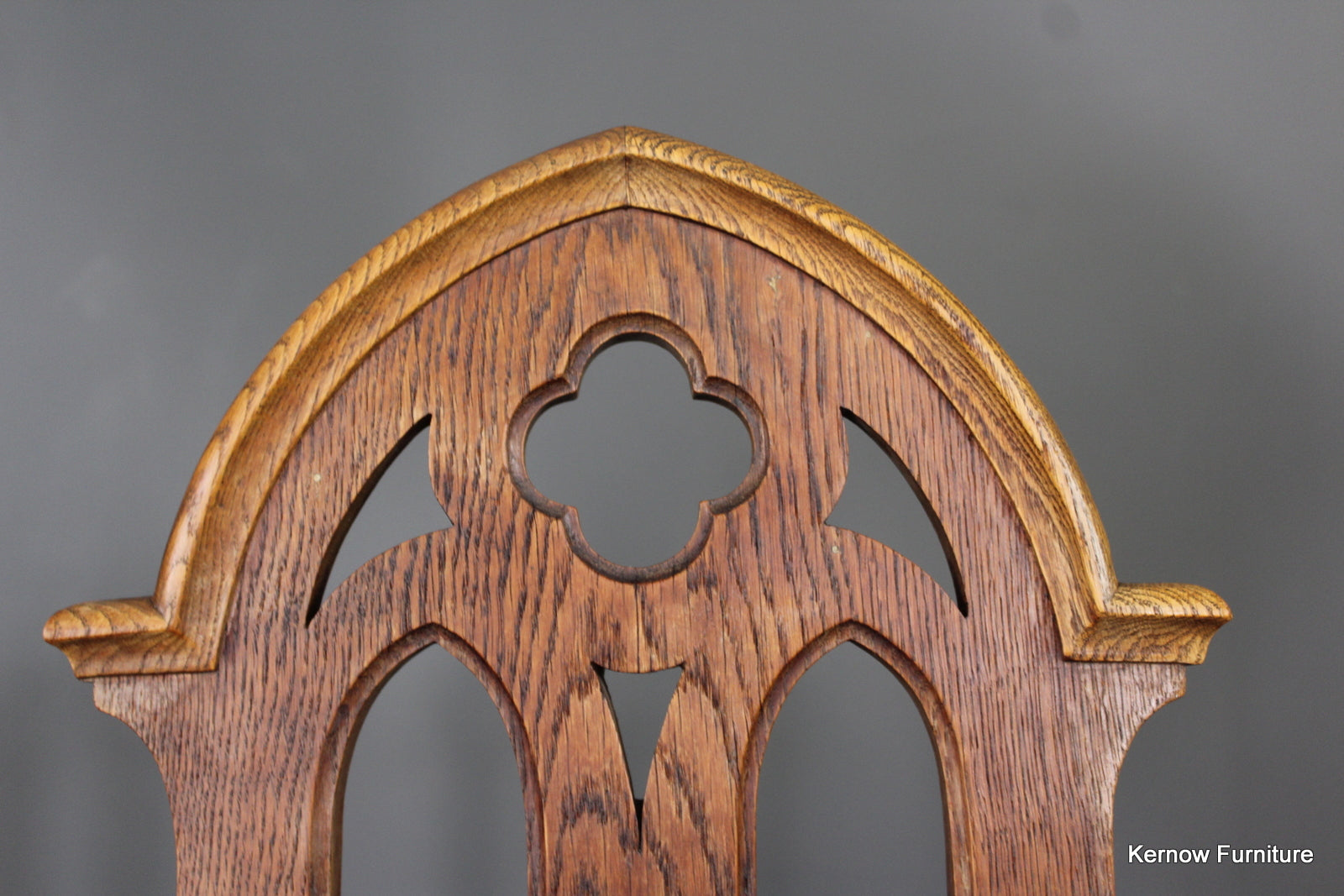 4 Oak Gothic Revival Dining Chairs - Kernow Furniture