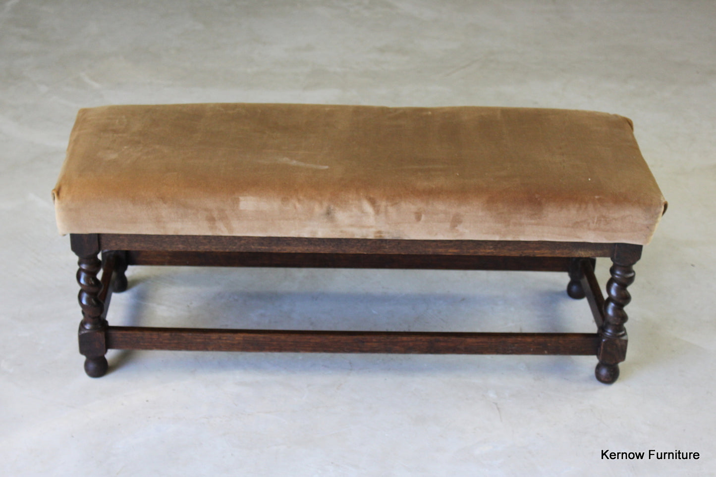 Oak Barley Twist Long Footstool - Kernow Furniture