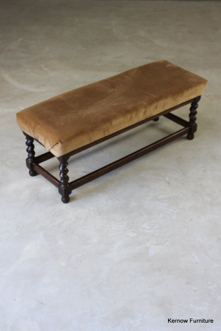 Oak Barley Twist Long Footstool - Kernow Furniture