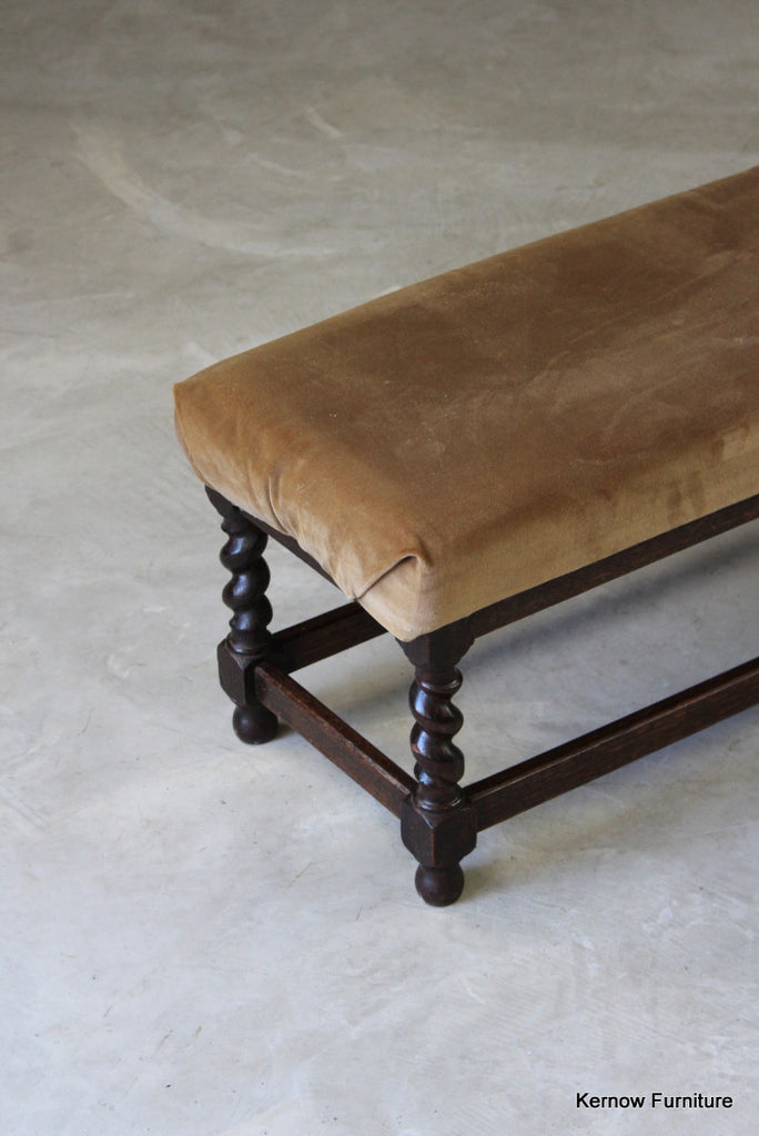 Oak Barley Twist Long Footstool - Kernow Furniture
