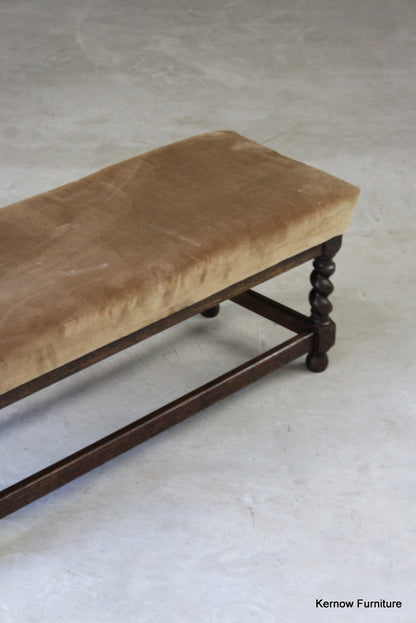 Oak Barley Twist Long Footstool - Kernow Furniture