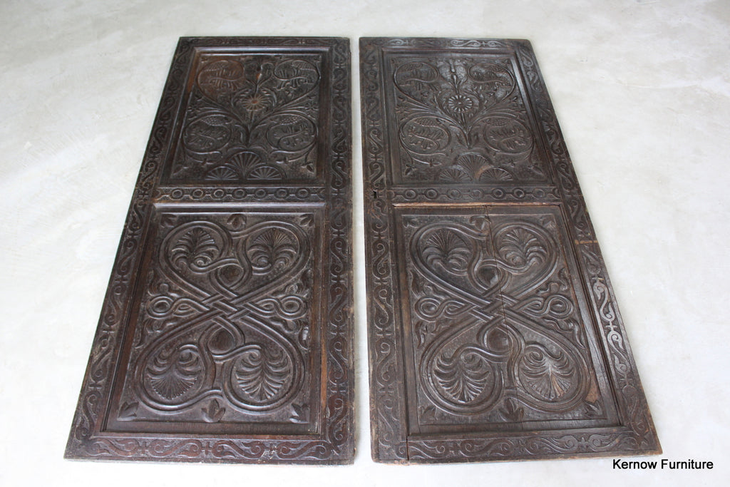 Pair Antique Carved Panelled Doors - Kernow Furniture
