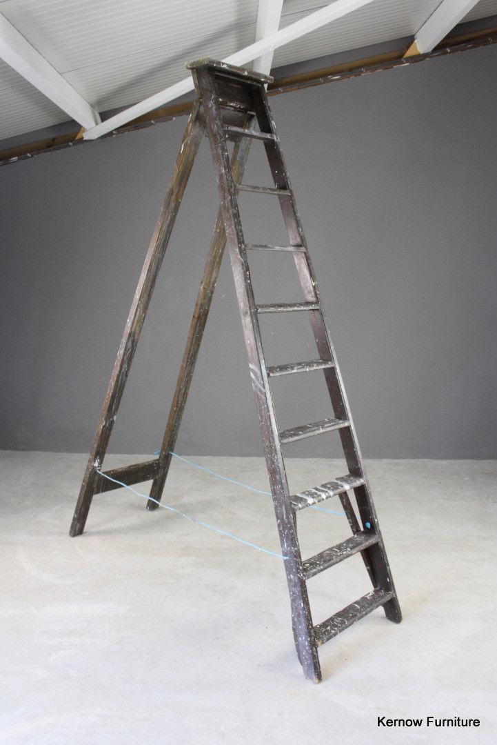 Large Salvaged Wooden Ladder