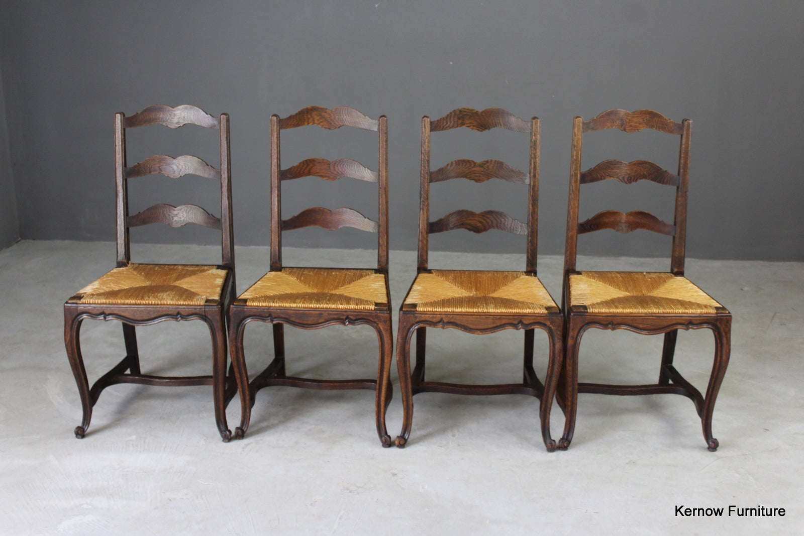 Set 4 French Ladderback Dining Chairs - Kernow Furniture