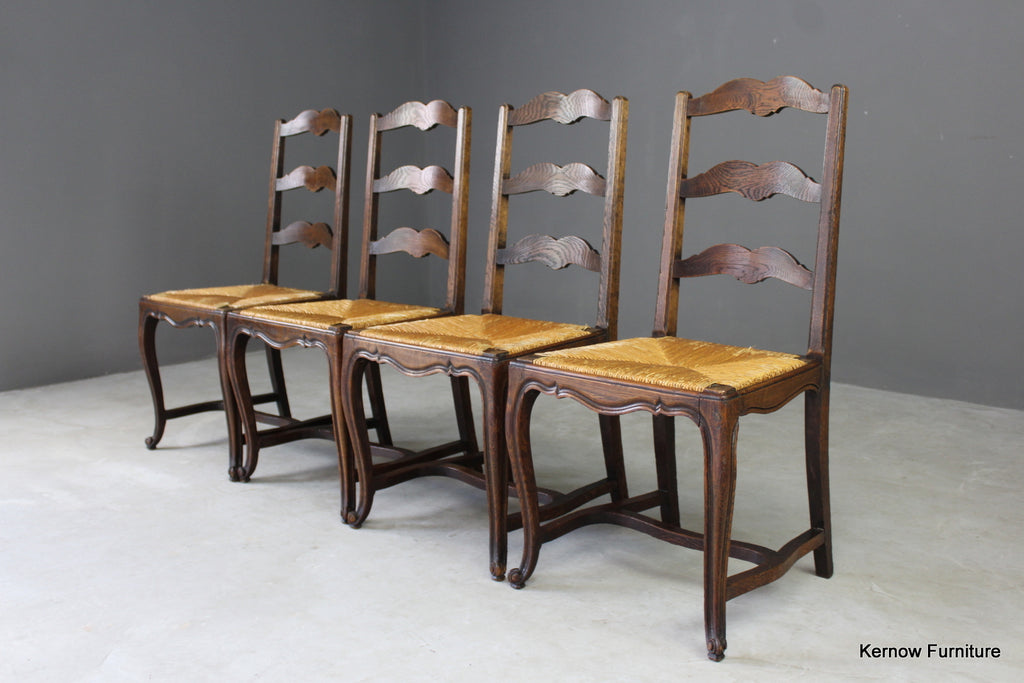 Set 4 French Ladderback Dining Chairs - Kernow Furniture