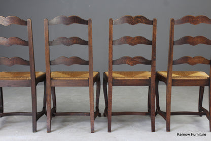 Set 4 French Ladderback Dining Chairs - Kernow Furniture